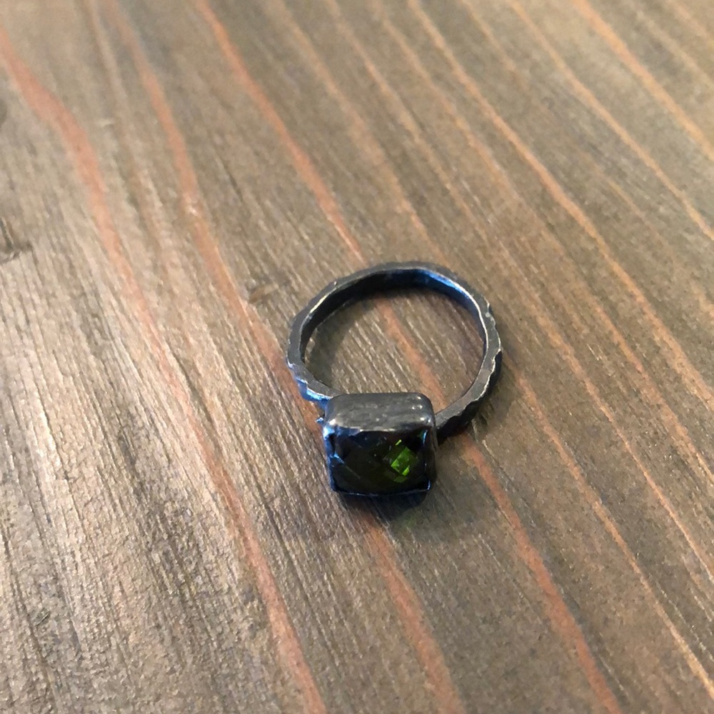 Adjustable Dark Green Gem Ring